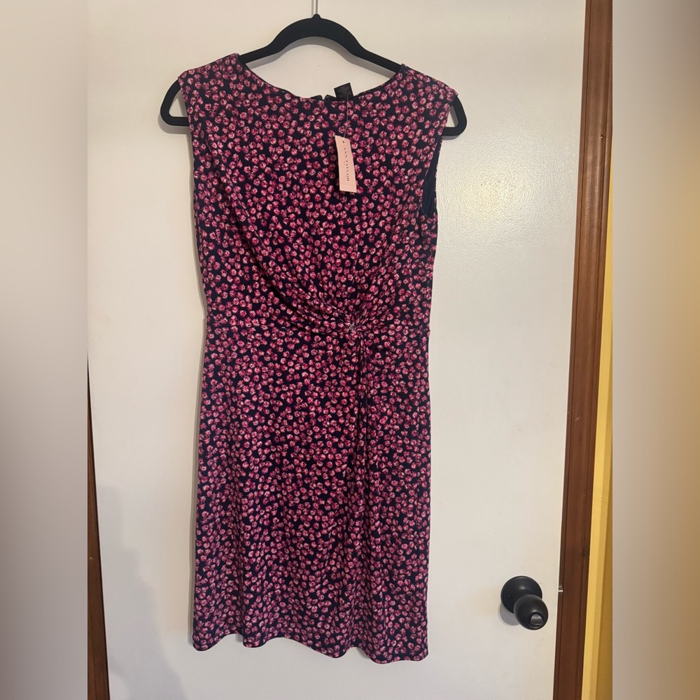 Ann Taylor Petite Floral Sheath Dress Navy Pink Size 4P